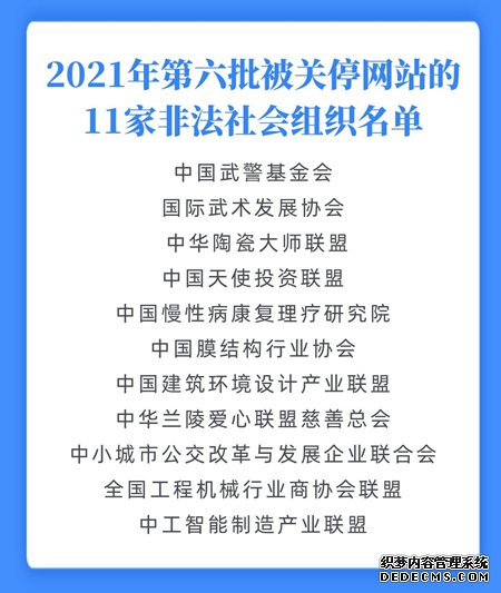 民政部关停11家非法社会组织网站中国武警基金会等在列