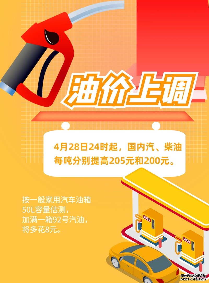 4月28日24时油价上调加满一箱多花8元