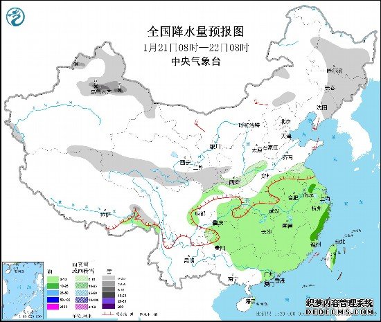 南方地区多阴雨天气中东部地区将有大风降温天气