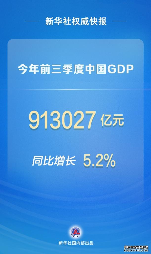 今年前三季度中国GDP同比增长5.2%