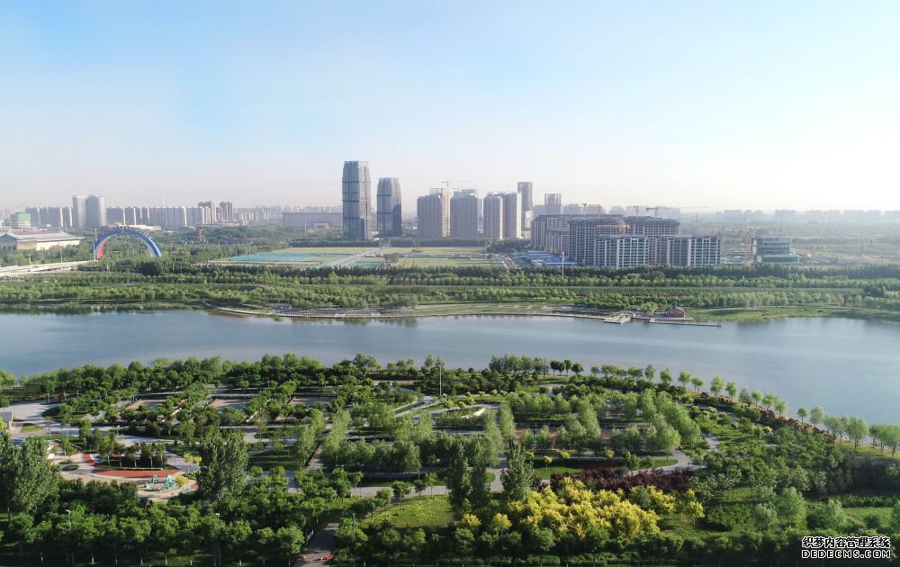 石家庄市滹沱河景色（2022年5月16日摄，无人机照片）。新华社记者 杨世尧 摄