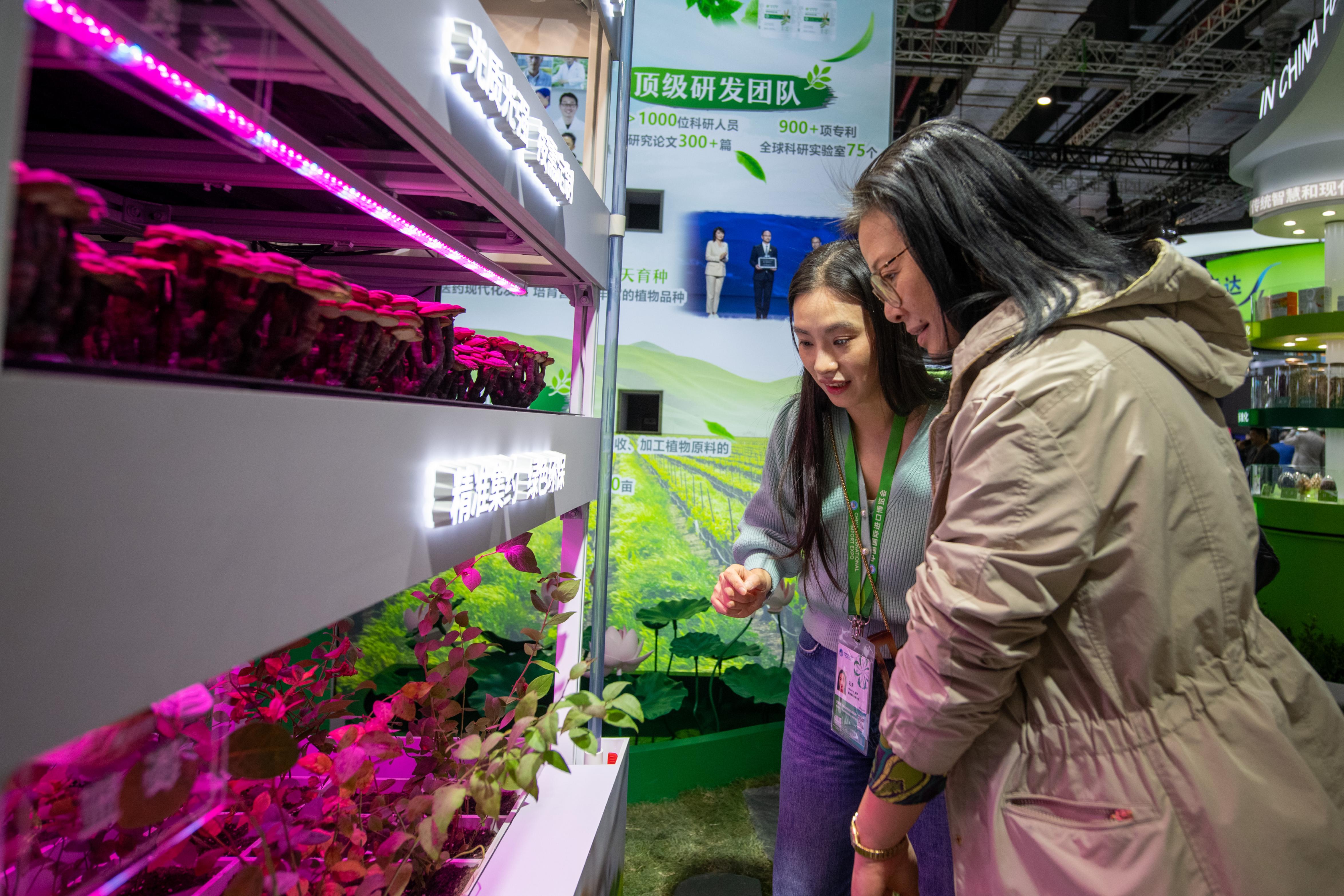 在第七届进博会医疗器械及医药保健展区，智慧种植体系吸引观众驻足参观。人民网记者 翁奇羽摄