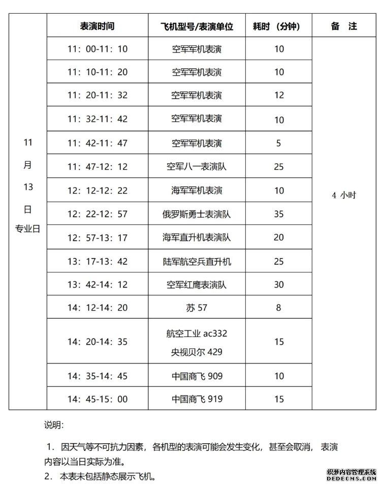 第十五届中国航展飞行表演时刻表 2024年珠海航展日期时间表